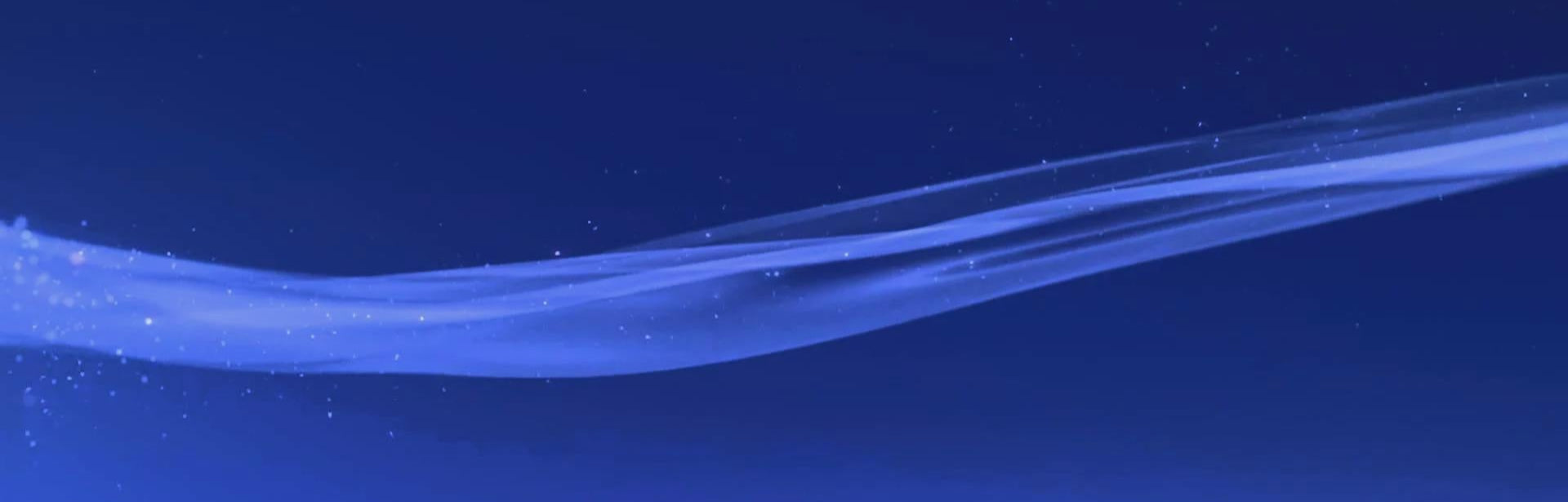 Blue wave-like object on a dark blue background
